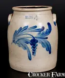 Evan R. Jones, EVAN R. JONES / PITTSTON, PA Stoneware Jar with Cobalt Floral Decoration, circa 1875, Stoneware