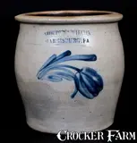COWDEN & WILCOX / HARRISBURG, PA Stoneware Cream Jar with Cobalt Floral Decoration by Cowden & Wilcox, circa 1865, Stoneware, sold Mar 2016