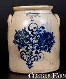 S. D. Kellogg, Scarce 2 Gal. S. D. KELLOGG / WHATELY Stoneware Jar with Slip-Trailed Floral Decoration, circa 1851-1853, Stoneware