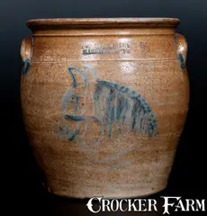 Cowden & Wilcox, Very Rare COWDEN & WILCOX / HARRISBURG, PA Stoneware Crock w/ Horse's Head Design, circa 1865, Stoneware