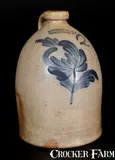 2 Gal. COWDEN & WILCOX / HARRISBURG, PA Stoneware Jug with Cobalt Tulip Decoration by Cowden & Wilcox, circa 1865, Stoneware, sold Mar 2016