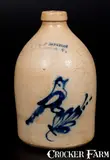 E. & L. P. NORTON / BENNINGTON, VT Stoneware Jug with Bird Decoration by E & L P Norton, circa 1875, Stoneware, sold Mar 2016