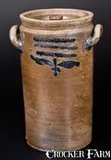 C. Crolius, Rare Lidded C. CROLIUS / MANHATTAN, WELLS / NEW-YORK Stoneware Jar w/ Incised Design