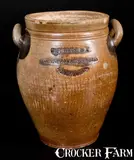 J. Remmey, Rare J. REMMEY / MANHATTAN WELLS / NEW YORK Stoneware Jar with Incised Decoration