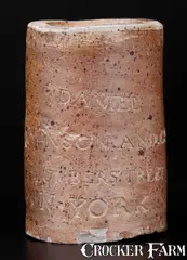 Thomas Daniell, Very Rare Small Thomas Commeraw Oyster Jar, DANIEL / JOHNSON ... LUMBER STREET / N. YORK, circa 1805, Stoneware