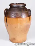 Pearl Street, Unusual Iron-Dipped Stoneware Jar with PEARL STREET / NEW YORK Druggist's Advertising, circa 1830, Stoneware
