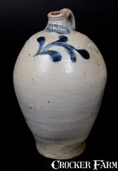 P. Cross, Rare P. CROSS / HARTFORD Stoneware Jug with Incised Floral Decoration, c1806-08, c1806-08, Stoneware
