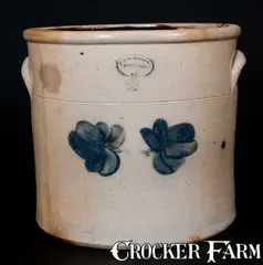 Brown Brother, BROWN BROTHER / HUNTINGTON / L.I. Stoneware Crock w/ Floral Decoration, circa 1870-1885, Stoneware