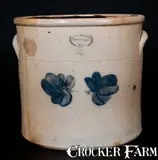 Brown Brother, BROWN BROTHER / HUNTINGTON / L.I. Stoneware Crock w/ Floral Decoration, circa 1870-1885, Stoneware