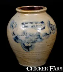 David Cobb, Very Rare DAVID COBB / N. BRIDGWATER, Plymouth County, MA Ovoid Stoneware Jar, circa 1830, Stoneware
