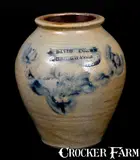 David Cobb, Very Rare DAVID COBB / N. BRIDGWATER, Plymouth County, MA Ovoid Stoneware Jar, circa 1830, Stoneware