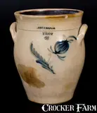 I. Seymour, 2 Gal. I. SEYMOUR / TROY Stoneware Jar with Floral Decoration