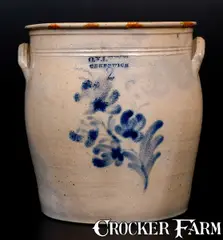 O. V. Lewis, Rare O. V. LEWIS / GREENWICH Stoneware Jar, Otto V. Lewis, Greenwich, New York State origin, c1850, c1850, Stoneware