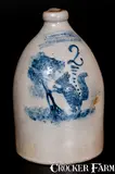 J. C. Waelde, Exceedingly Rare and Important J.C. WAELDE / NORTH BAY (NY) Stoneware Jug w/ Stenciled Squirrel