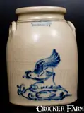 Haxstun Ottman & Co., Fine Two-Gallon HAXSTUN OTTMAN & CO. / FORT EDWARD N.Y. Stoneware Chicken Crock, circa 1875, Stoneware