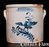 J. C. Waelde, Rare J.C. WAELDE / NORTH BAY Stoneware Jar with Stenciled Cobalt Eagle Decoration
