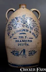 W. D. Cooper, Outstanding W. D. COOPER / PITTSBURGH Western PA Stoneware Jug, circa 1875, Stoneware