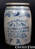 Wm. Haslage, Outstanding WM. HASLAGE / GROCERS AND TEA DEALERS / PITTSBURGH Advertising Crock, circa 1875, Stoneware