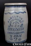 HAMILTON & JONES / GREENSBORO, PA Stoneware Jar w/ Stenciled Sunburst Decoration by Hamilton & Jones, circa 1875, Stoneware, sold Mar 2016