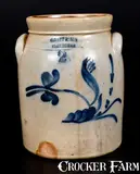 C. Hart & Son, 2 Gal. C. HART & SON / SHERBURNE Stoneware Jar with Floral Decoration, circa 1853-1858, Stoneware