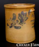 J. Swank & Co., J. SWANK & CO. / JOHNSTOWN, PA Stoneware Crock with Cobalt Floral Decoration