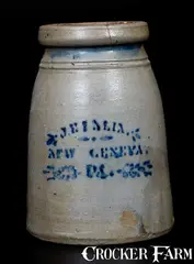 J.E. Eneix, Stoneware Wax Sealer with Fine Stencil J.E. ENEIX / NEW GENEVA, PA, circa 1875, Stoneware