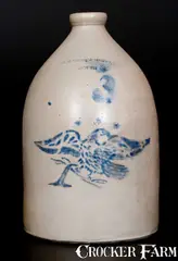 Webster & Bergen, Very Rare WEBSTER & BERGEN / NORTH BAY Stoneware Jug w/ Stenciled Cobalt Eagle, circa 1850, Stoneware