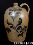 Exceptional JOHN BELL / WAYNESBORO Stoneware Jug with Elaborate Floral Decoration by John Bell, circa 1850-1880, Stoneware, sold Mar 2016