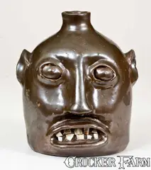 Brown Bros, Very Rare and Important BROWN BROS. / ARDEN, NC Stoneware Face Jug, c1925, c1925, Stoneware