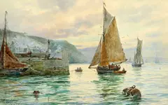 Robert Malcolm Lloyd, Fishing Boats At The Harbour, Watercolour