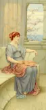 William Anstey Dolland, Classical Maiden Seated, Watercolour