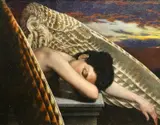 John Afflick, The Lamenting Angel, Oil on panel With certificates verso