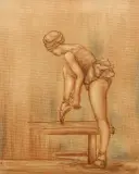 Portrait Of A Ballet Dancer by Laura Knight, Oil on canvas laid to board, sold May 2023