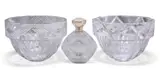 Two Orrefors Clear Glass Bowls, And A Lalique Glass Perfume Bottle by Lalique, glass borders, sold Apr 2023