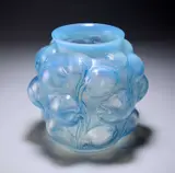 René Lalique (French, 1860-1945), An Opalescent Blue Stained 'Tulipes' Vase by René Lalique, glass, press-moulded and polished with blue staining, etched 'R, sold Apr 2023