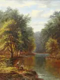 Joseph Mellor, "On The River Wharfe, Beneath The Strid, Bolton Woods" And "Goit Stock Waterfall, Bingley", A Pair, Oil on canvas