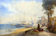 Thomas Charles Leeson Rowbotham, An Italian Port, 1855, Watercolour