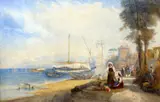 Thomas Charles Leeson Rowbotham, An Italian Port, 1855, Watercolour