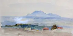 Adela Dundas, Edinburgh From Ormiston Road, Watercolour on blue-grey paper