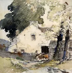 Percy Lancaster, A Dales Farmhouse, Watercolour