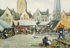 Joseph W Milliken, A Pair Of Belgian Town Views, Watercolour