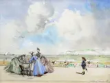 John S. Goodall, A Pair Of Beach Scenes, Pencil and watercolour heightened in white