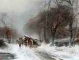 George Sheffield, Collecting The Timber, Winter Landscape, 1886, Pastel