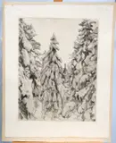 Erik Werenskiold, Trees Covered In Snow, etching, unframed