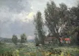 George Boyle, Landscape With Cattle And Farm Buildings, Oil on board