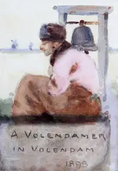 Fred Mayor, A Volendamer In Volendam 1895, 1895, Watercolour