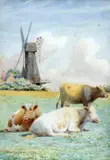 William Sidney Cooper, "Cattle And Sheep At Herne, Kent" And "At Herne, Kent" A Pair, 1926, Watercolour