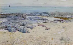 John George Sowerby, On The Northumbrian Coast, Watercolour heightened with white