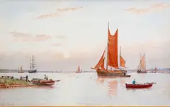 George Stanfield Walters, Sunset On Southampton, Watercolour