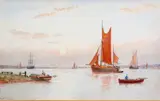George Stanfield Walters, Sunset On Southampton, Watercolour